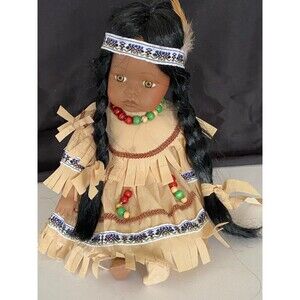 Native American Porcelain Doll kids Collector Toy Home gifts